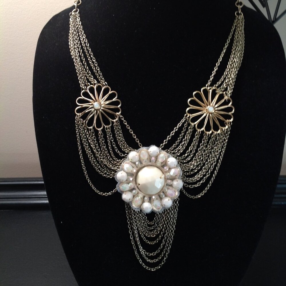 NWT Stein Blye Massive Statement Flower Beaded Multi Strand Necklace